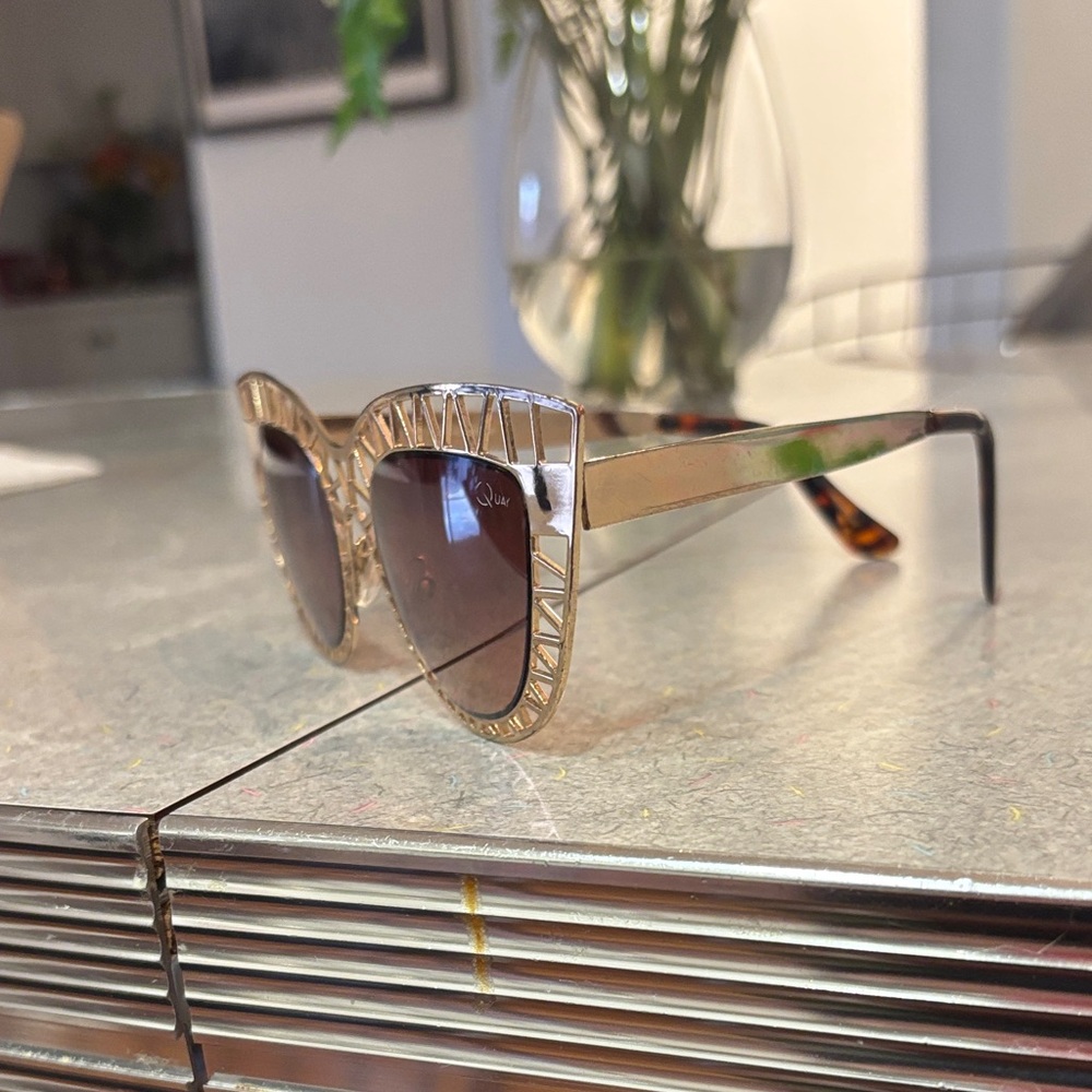 Quay Gold Cat Eye Sunglasses - Picture 2 of 5